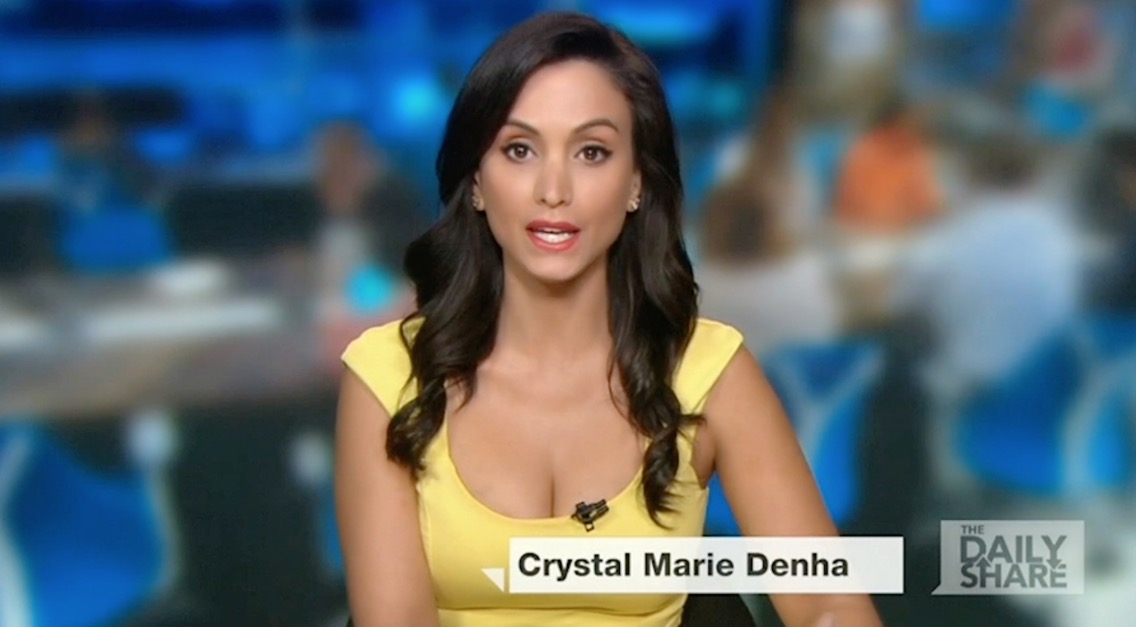 Crystal Marie Denha as a guest correspondent on HLN's The Daily Share.