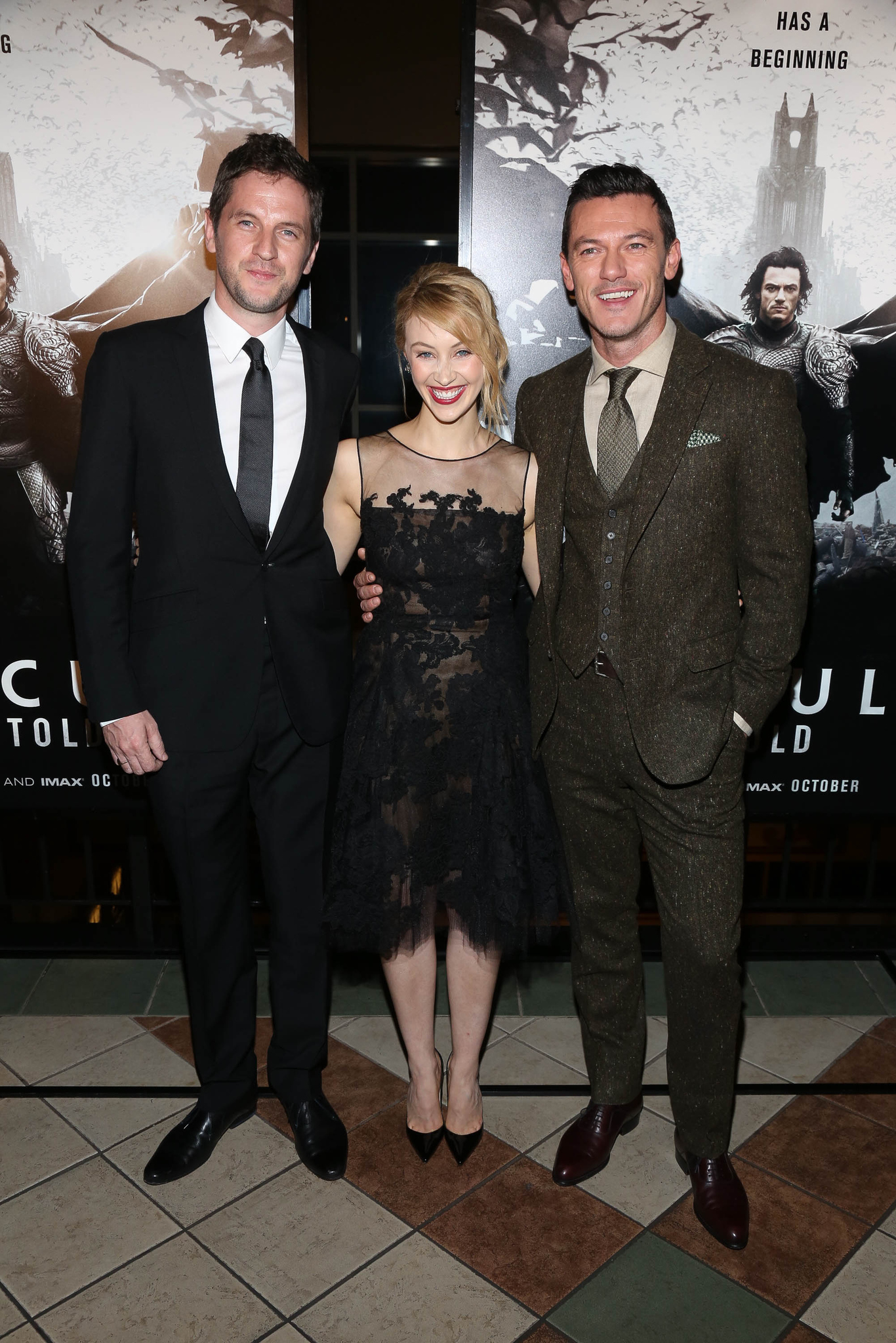 Sarah Gadon, Luke Evans and Gary Shore at event of Drakula. Pradzia (2014)