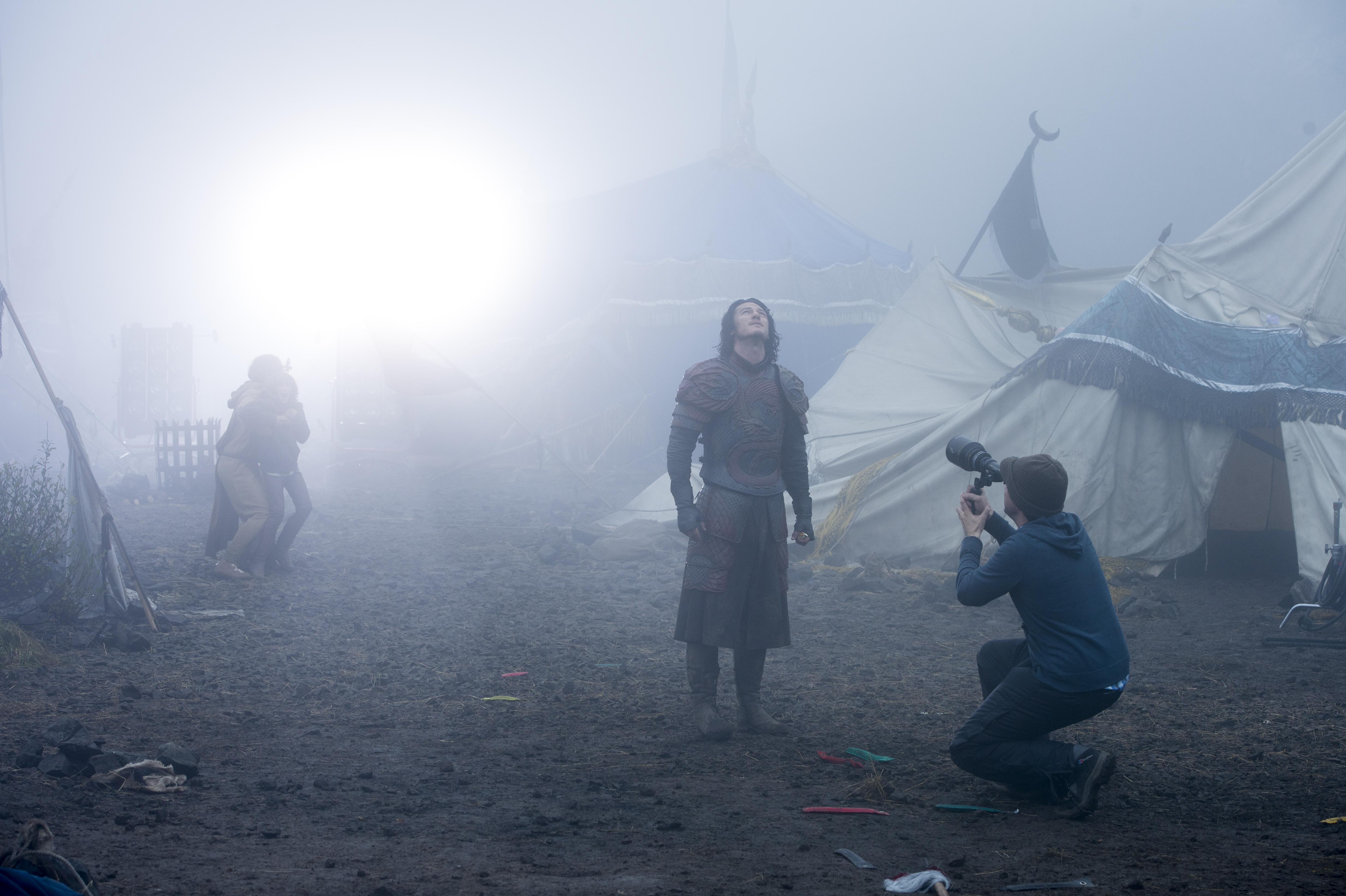 Gary Shore on the set of Dracula Untold with Luke Evans