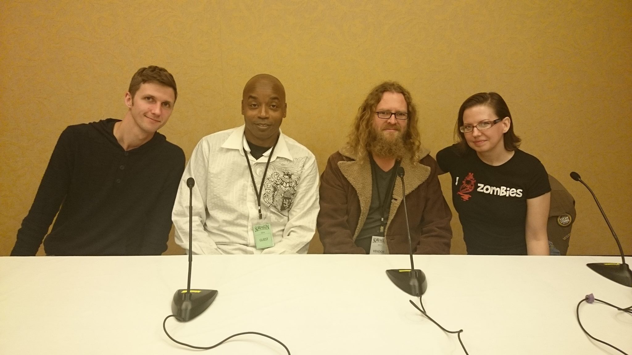 Acting panel at Scare-a-con Left to right. Michael Merchant Antwoine Steele David Long Elizabeth DeGeer