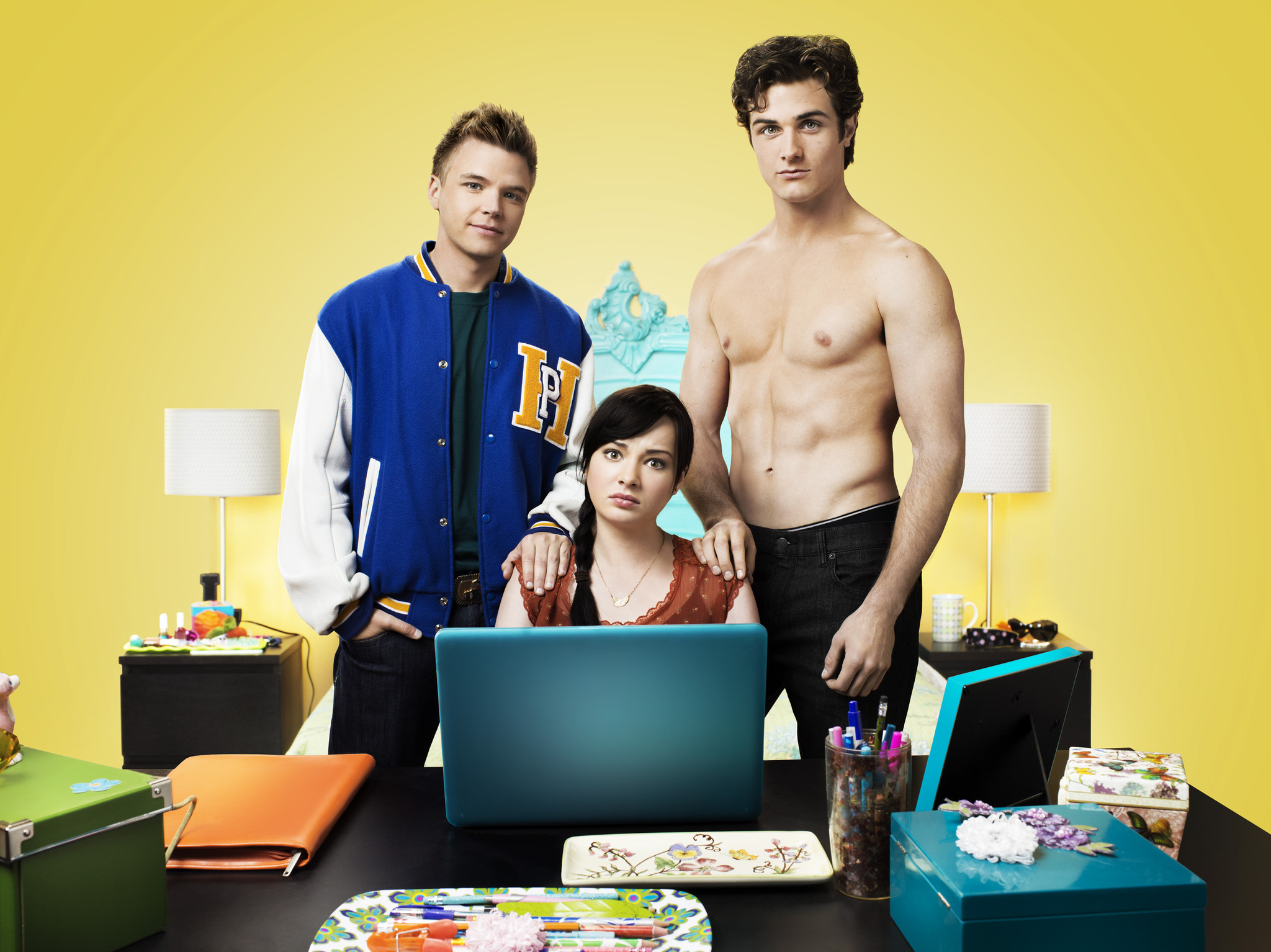 Still of Brett Davern, Beau Mirchoff and Ashley Rickards in Awkward. (2011)