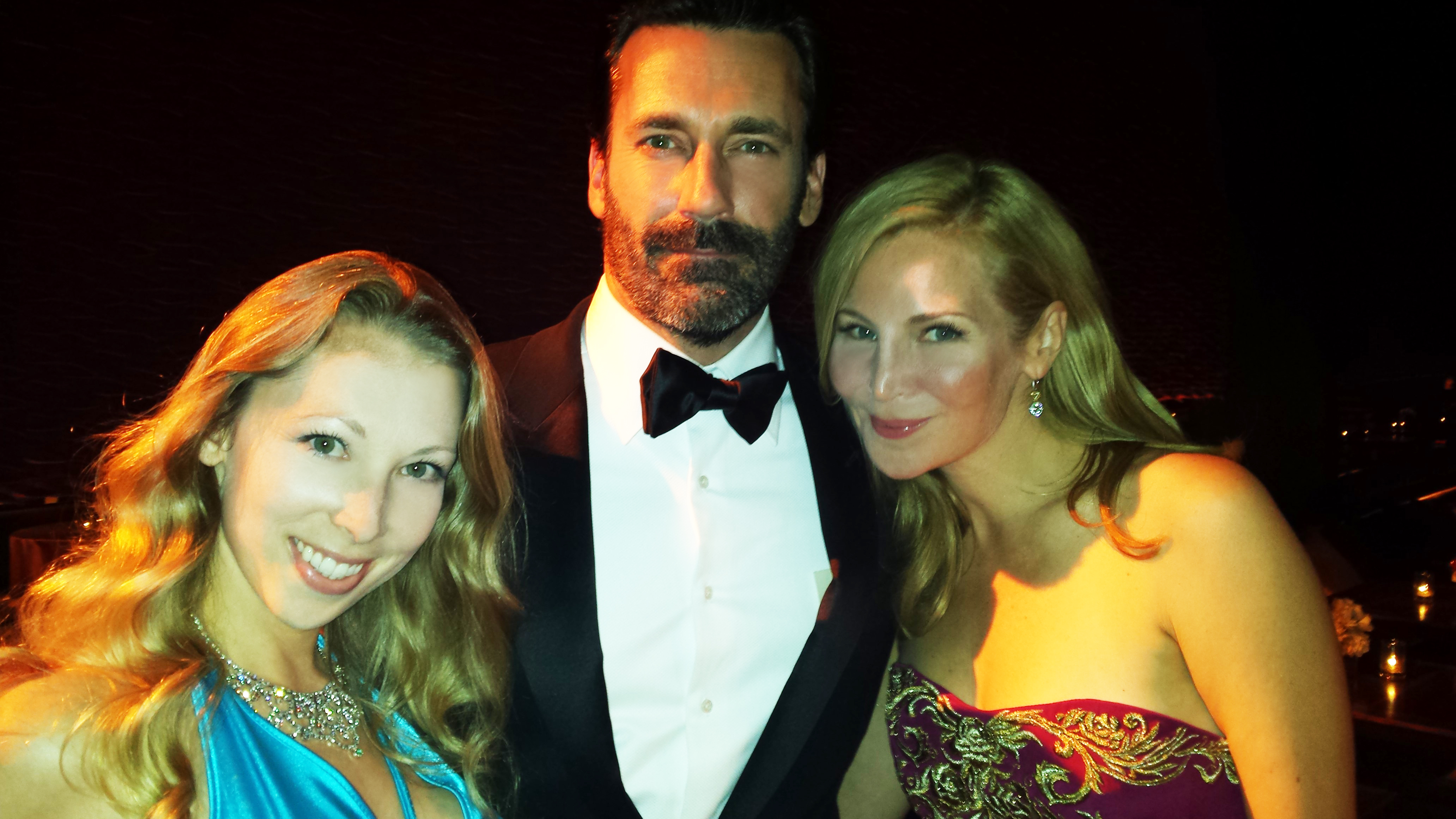 Jon Hamm, Jennifer Westfeldt with Jennifer Day at the Emmys