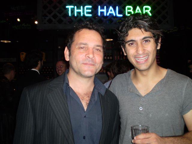 Rober Mammone (left) and Osamah Sami unwind after performing in a show at Belvoir St. Theatre Company, Sydeny