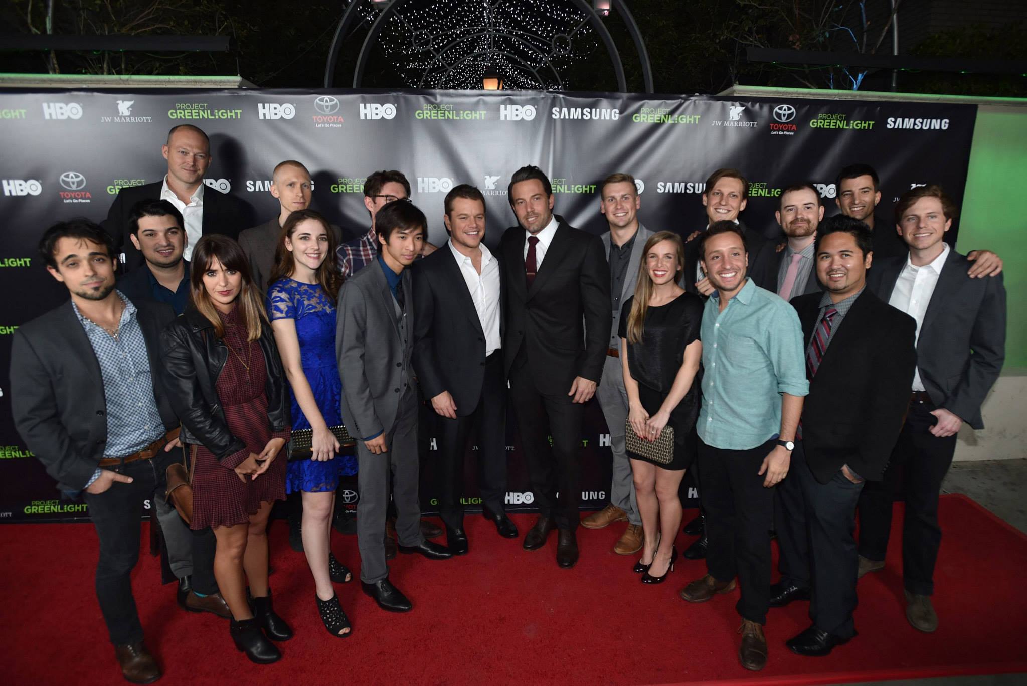 Chris Capel with Matt Damon, Ben Affleck and the rest of the finalists for Project Greenlight Season 4.