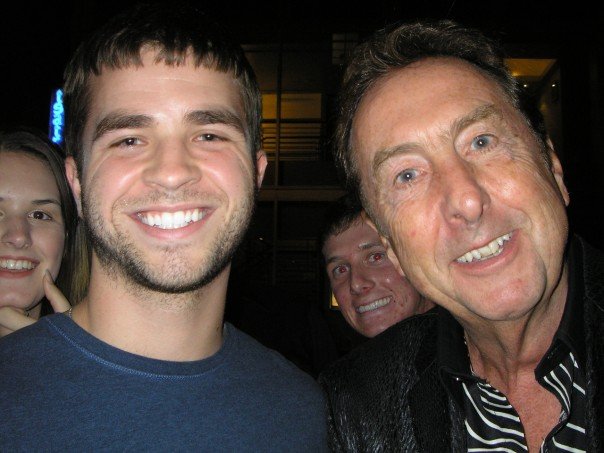 Shane Brady with Eric Idle of Monty Python after a showing of SPAMALOT in London, England.
