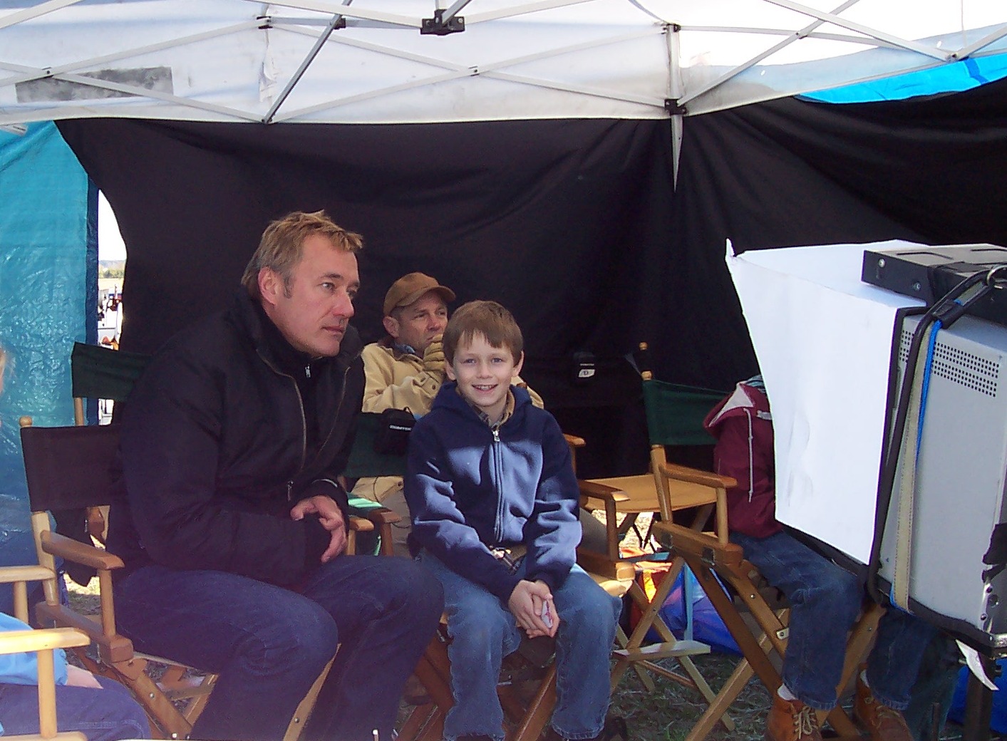 Kenny with Writer/Director Hunter Hill on the set of 