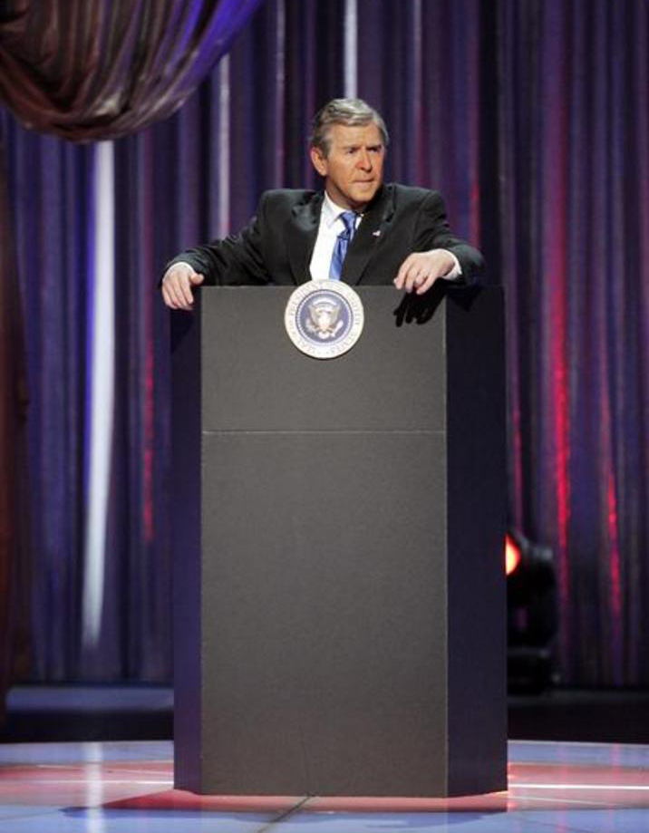 Screen capture from ABC's Next Best Thing Show semi-finals with Jim Nieb as George W Bush.