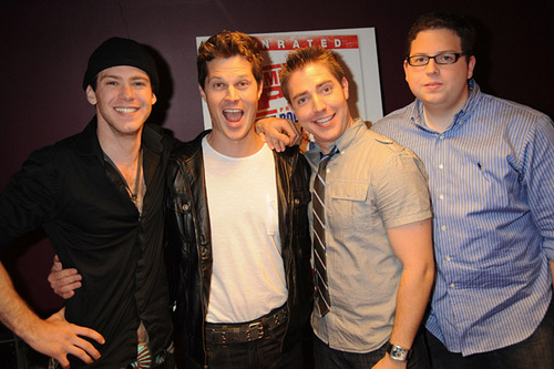 Bug Hall, John Patrick Jordan, Kevin M. Horton, and Brandon Hardesty at No Good TV Studios before filming 