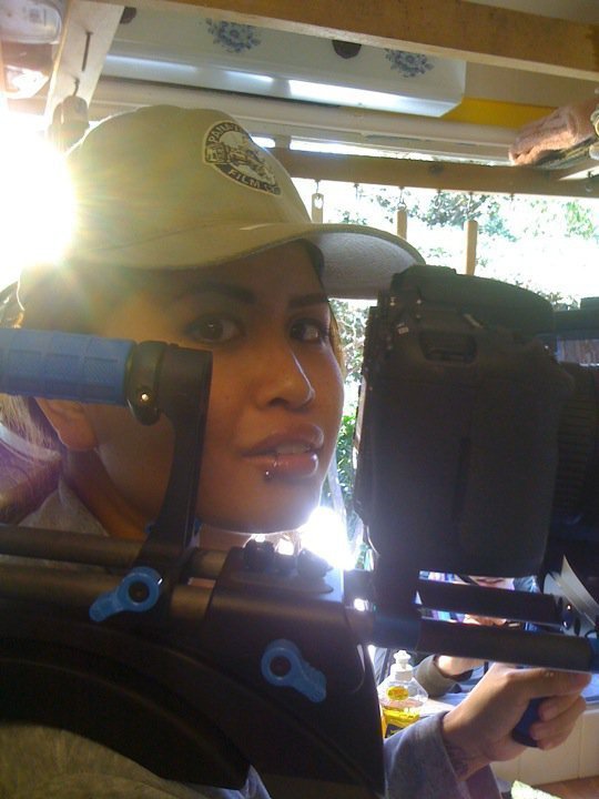 Aimee Galicia Torres on set as the Cinematographer