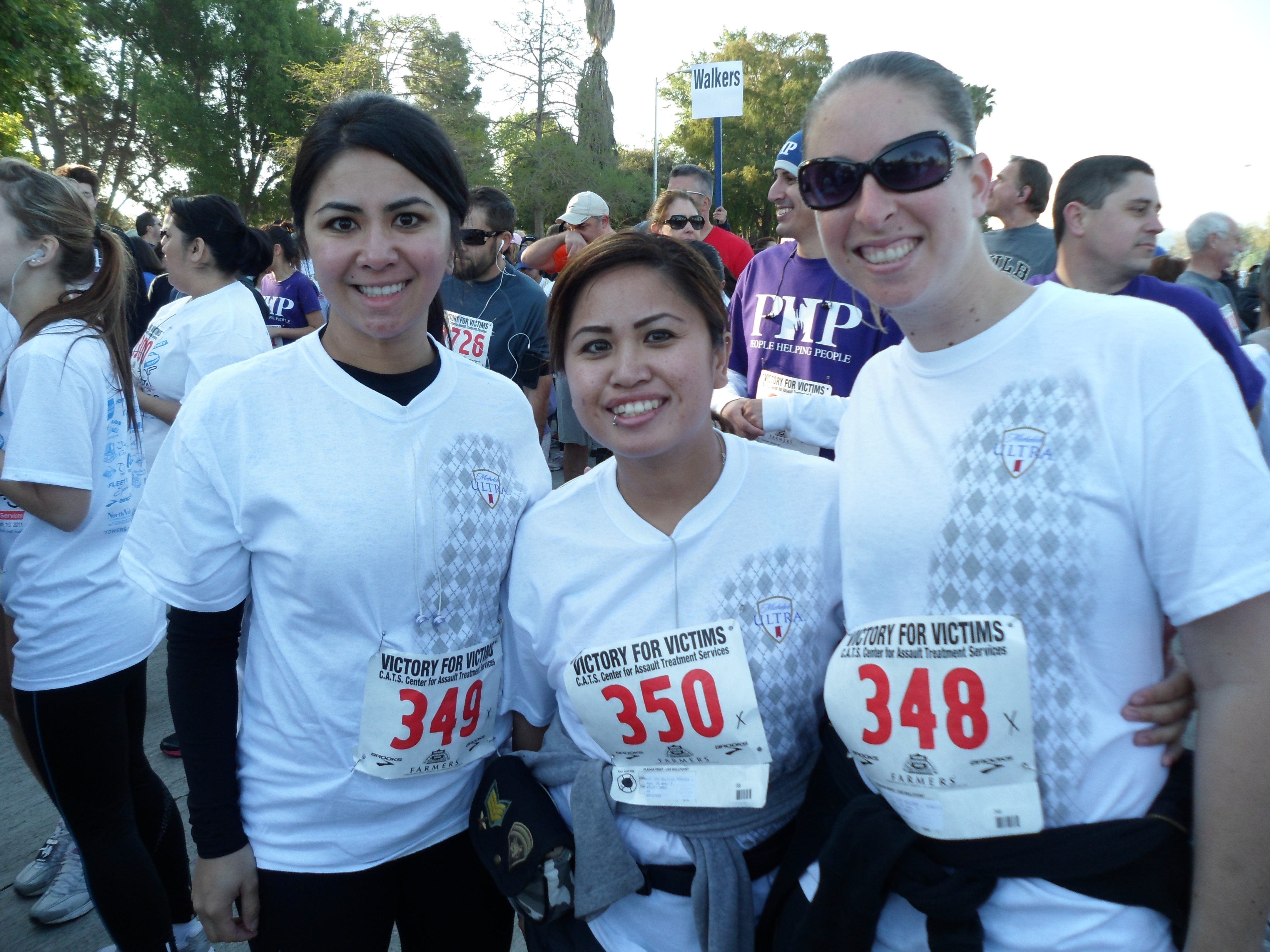 Aimee with Angela Friedlander and Tomica Baquet, running for the Victory for Victims 5k Run/Walk in Balboa Park.