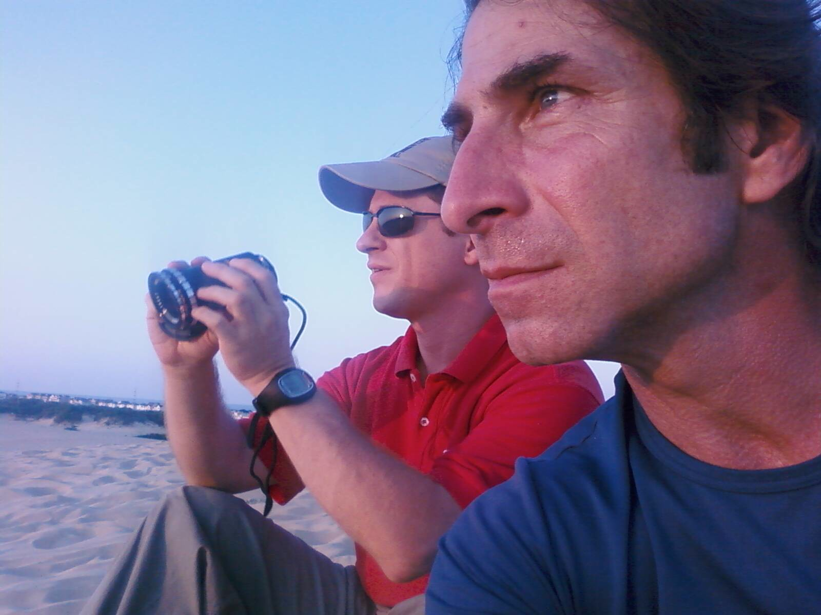 Producer/EP Ethan Marten (foreground) and Max Bartoli on scouting expedition for the sci-fi thriller 