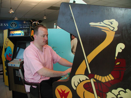 Attorney Steve Sanders playing Joust during filming of The King of Kong.