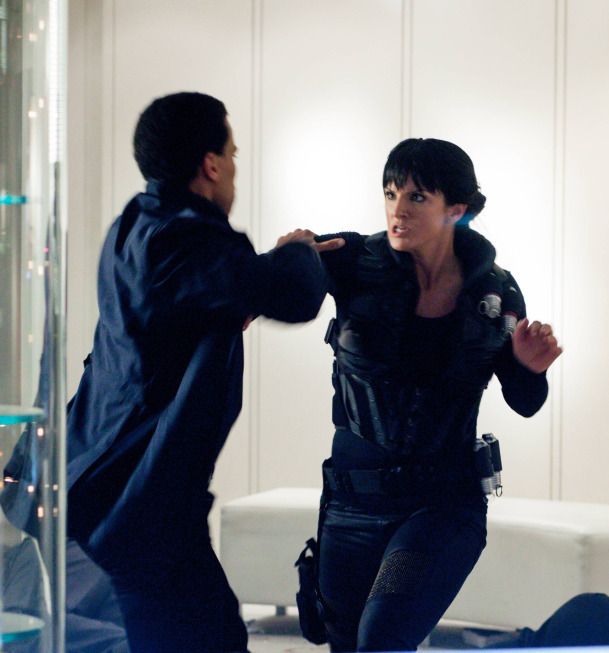 Still of Michael Ealy and Gina Carano in Almost Human (2013)