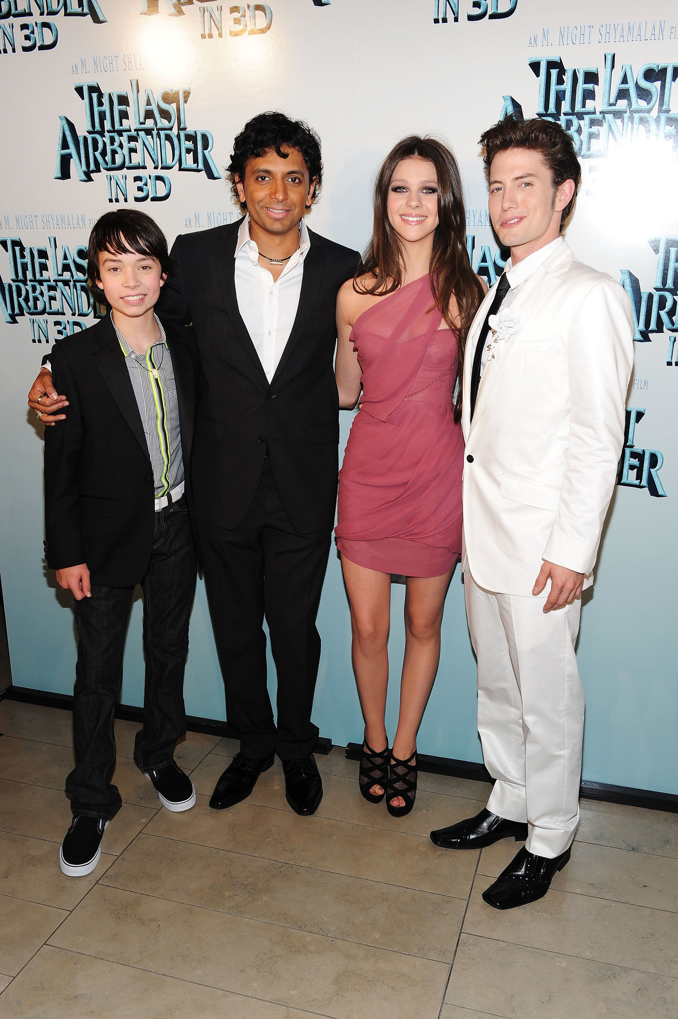 M. Night Shyamalan, Jackson Rathbone, Nicola Peltz and Noah Ringer at event of The Last Airbender (2010)