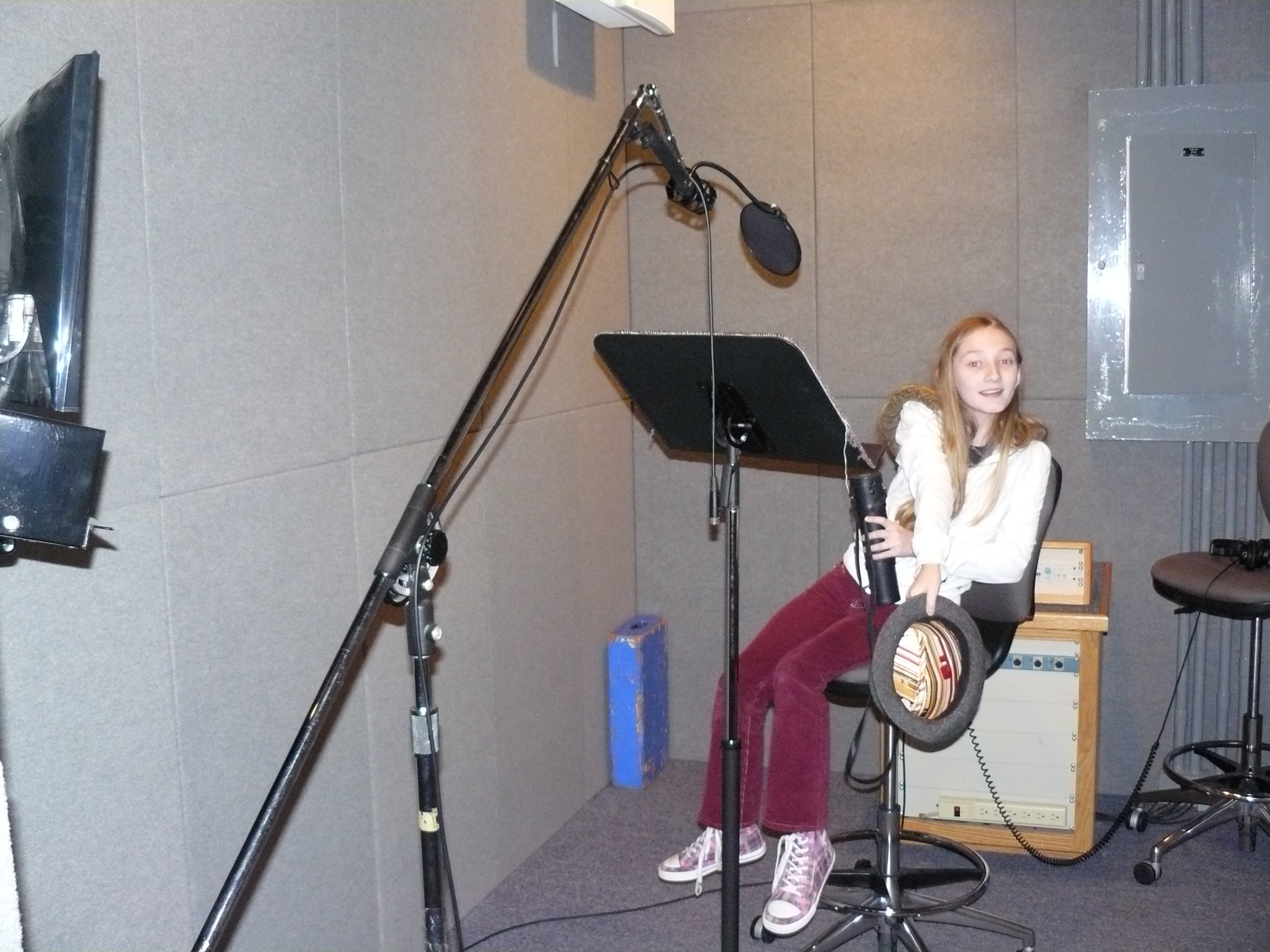 Charlene in the recording studio for her ADR work on the project 