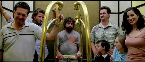 'The Hangover', 2009 with Bradley Cooper, Ed Helms and Zach Galifianakis.