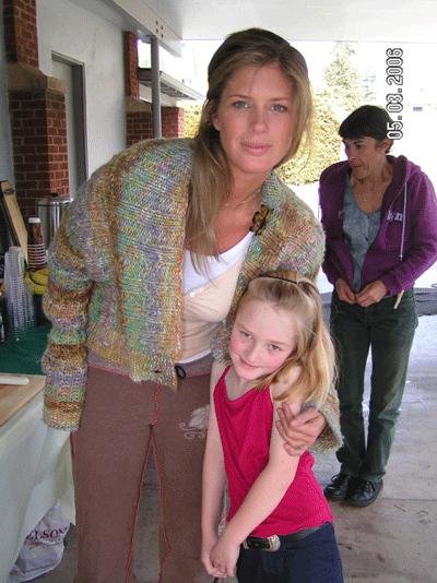 Rachel Hunter and Charlene on the set of the motion picture 