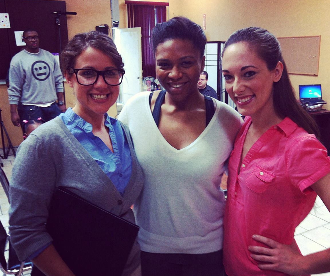 Meg Schaab, Nia Witts, and Stephanie Edmonds on set of The Therapist (2012)