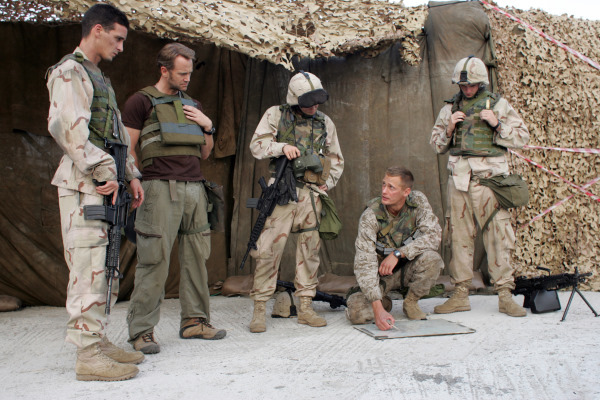 Still of Alexander Skarsgård, James Ransone, Lee Tergesen, Stark Sands and Billy Lush in Generation Kill (2008)