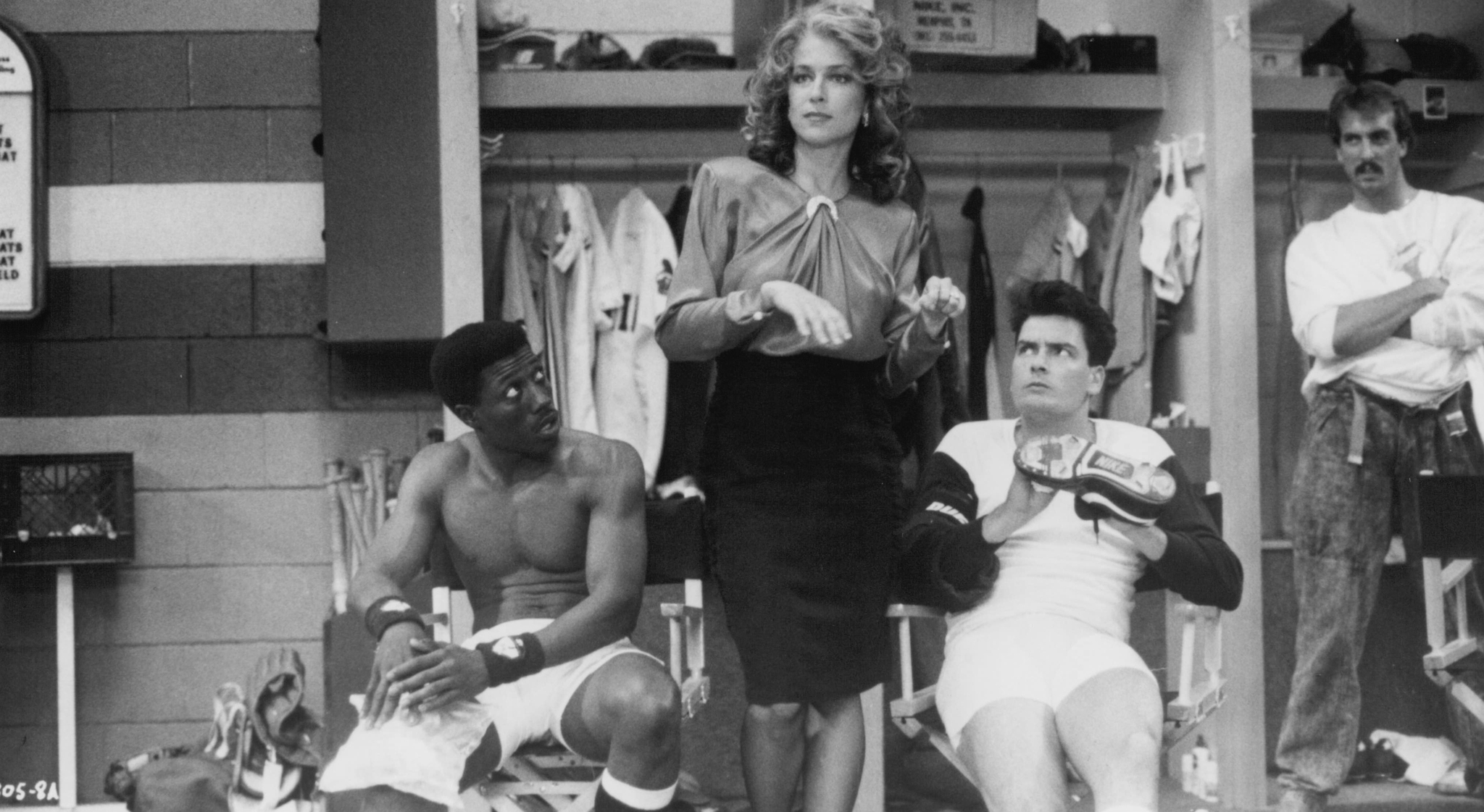 Still of Charlie Sheen, Wesley Snipes and Margaret Whitton in Major League (1989)