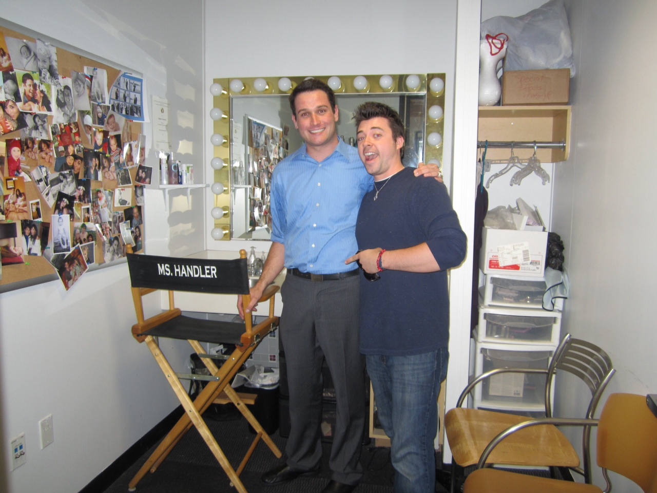 Solly Hemus and Matthew Smith backstage at Chelsea Lately.