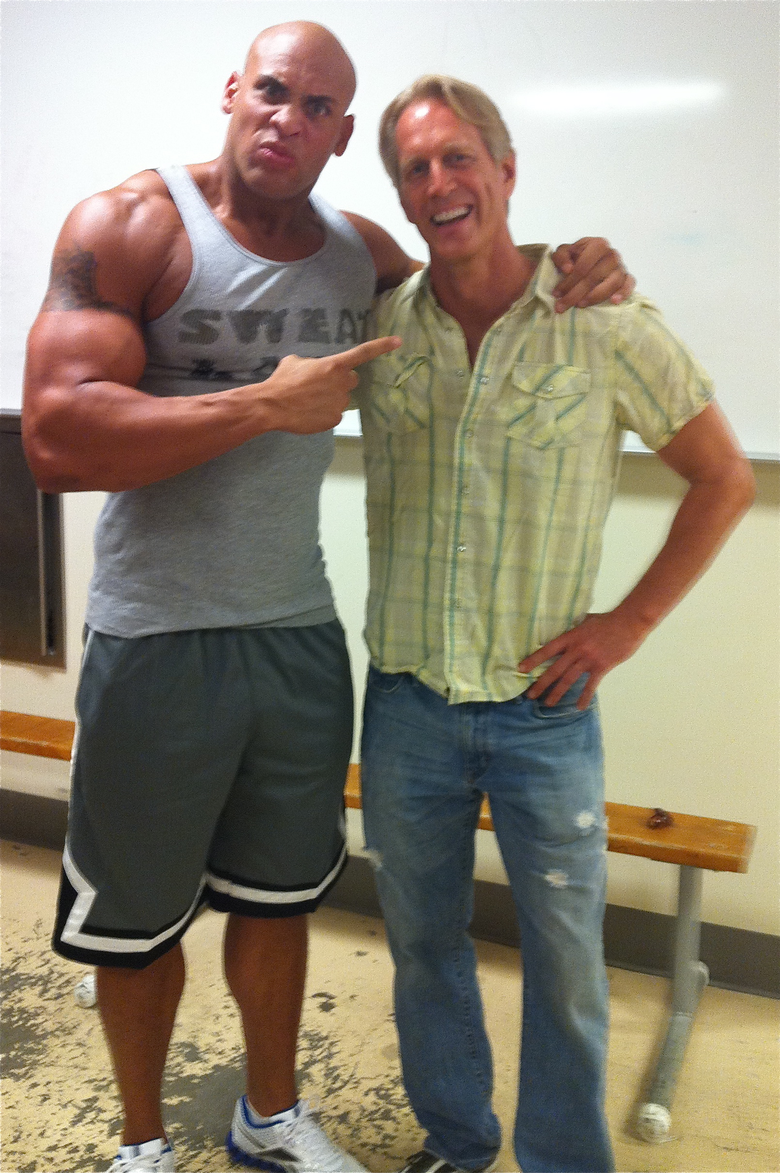 With Hoyt Richards on the set of Dumbbells.