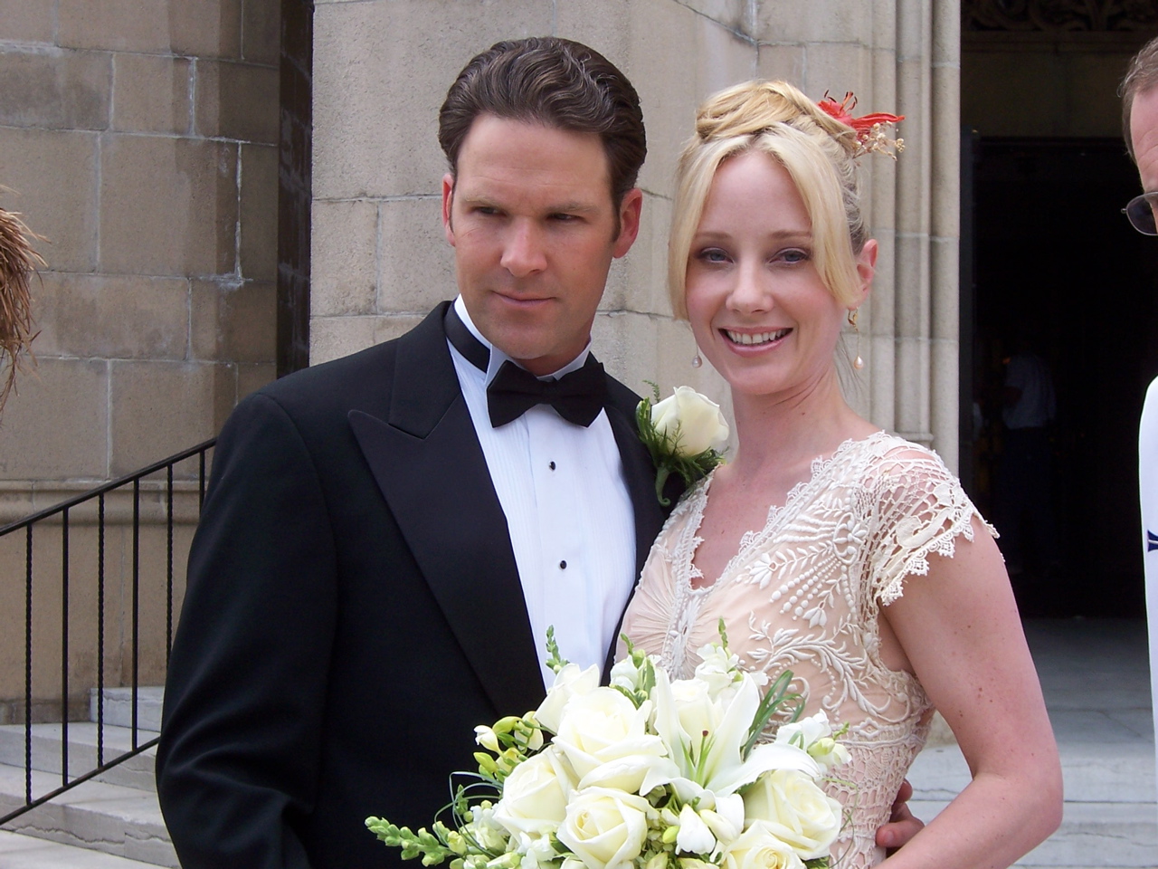 Hallmark TV Movie - Silver Bells. Travis Burrell and his on-screen wife, Anne Heche