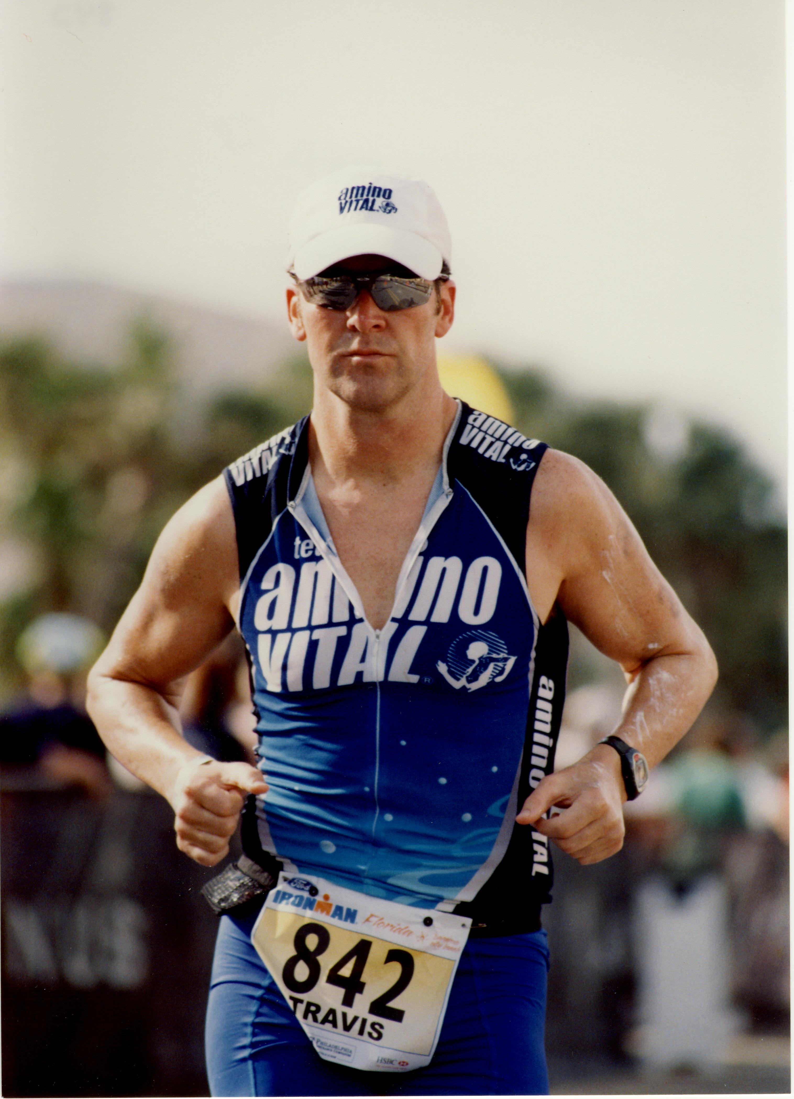 Travis Burrell at Ironman Florida 10:32 - at Mile 116 of 140.6 miles Sponsored by Amino Vital 05-07'