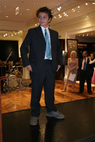 Dylan Bocanegra models for Agnes Nicole Winters foundation at Brooks Brothers.