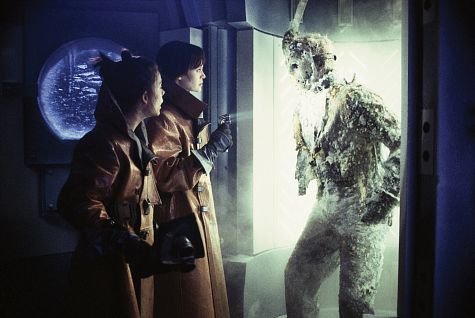 Melyssa Ade and Lisa Ryder discover a frozen Jason Voorhees in New Line Cinema's, JASON X.