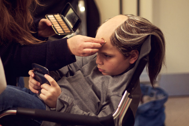 BTS still of Keegan Young in makeup.