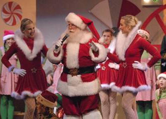 Santa joins with dancers for a special Hollywood Christmas Parade Showcase