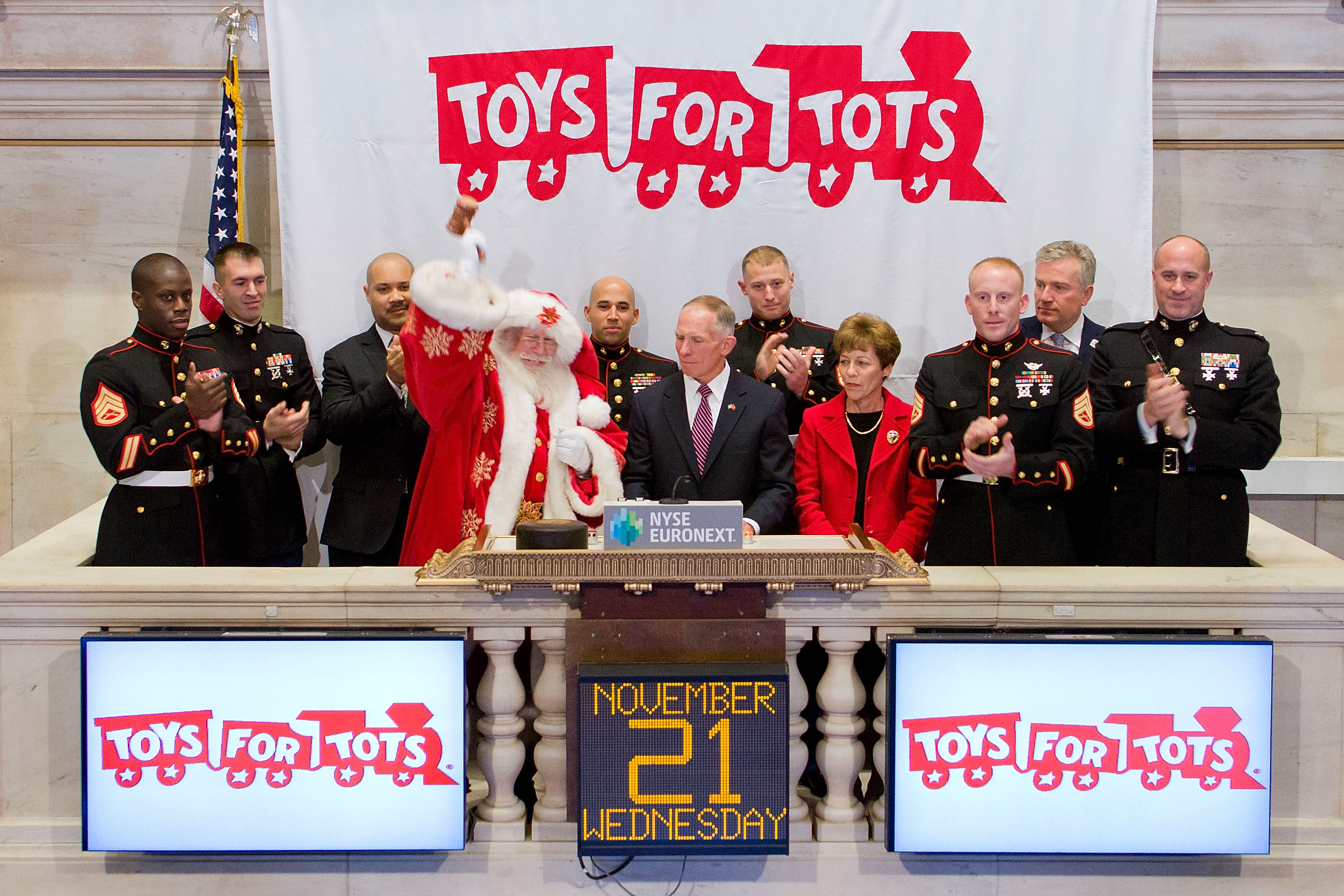 Ringing the Bell at NYSE with Marines Toys for Tots
