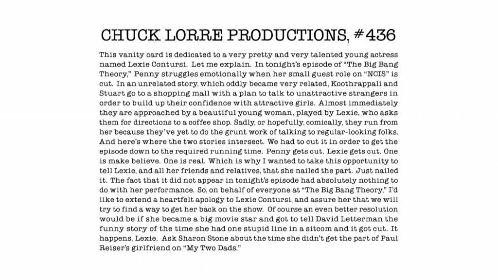 Chuck Lorre's Vanity Card, 