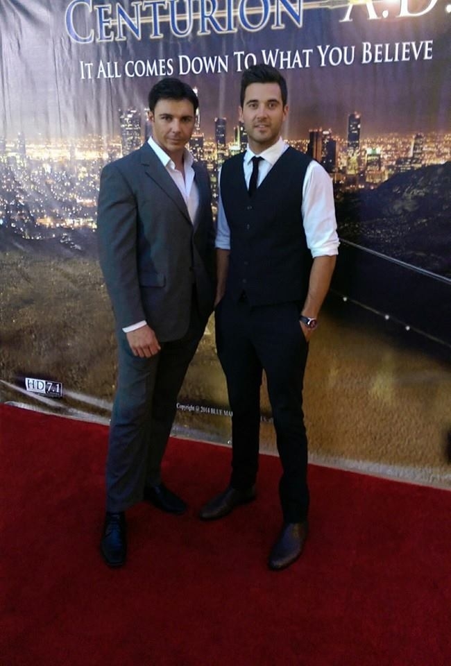 Aaron Hammond and Leon Gulaptis at the Centurion A.D premiere - Arclight cinema Hollywood.