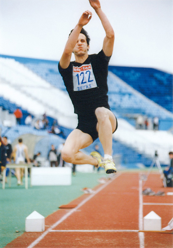 George Tounas at the long jump final of a championship (2001)