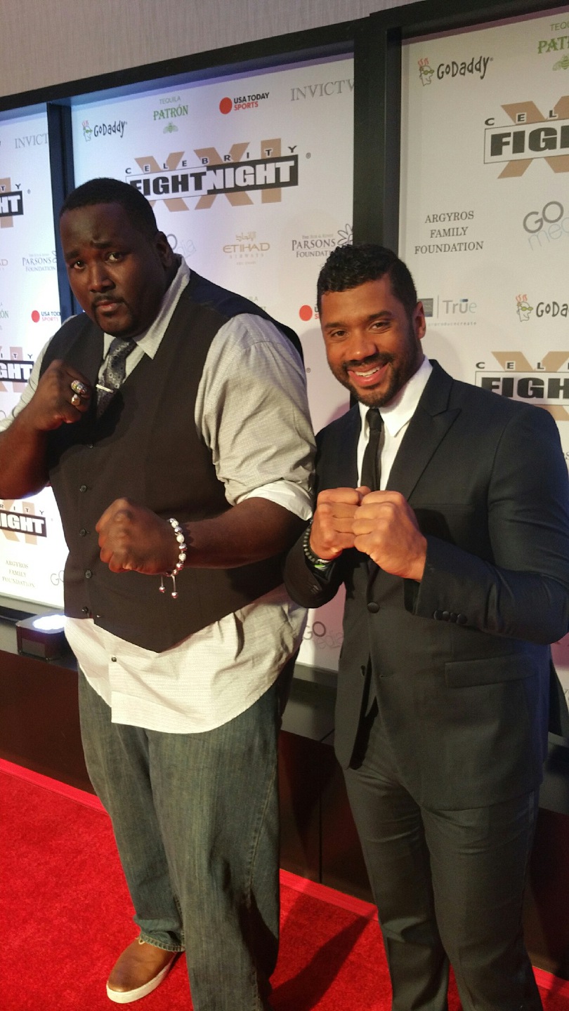 Quinton Aaron and Russell Wilson