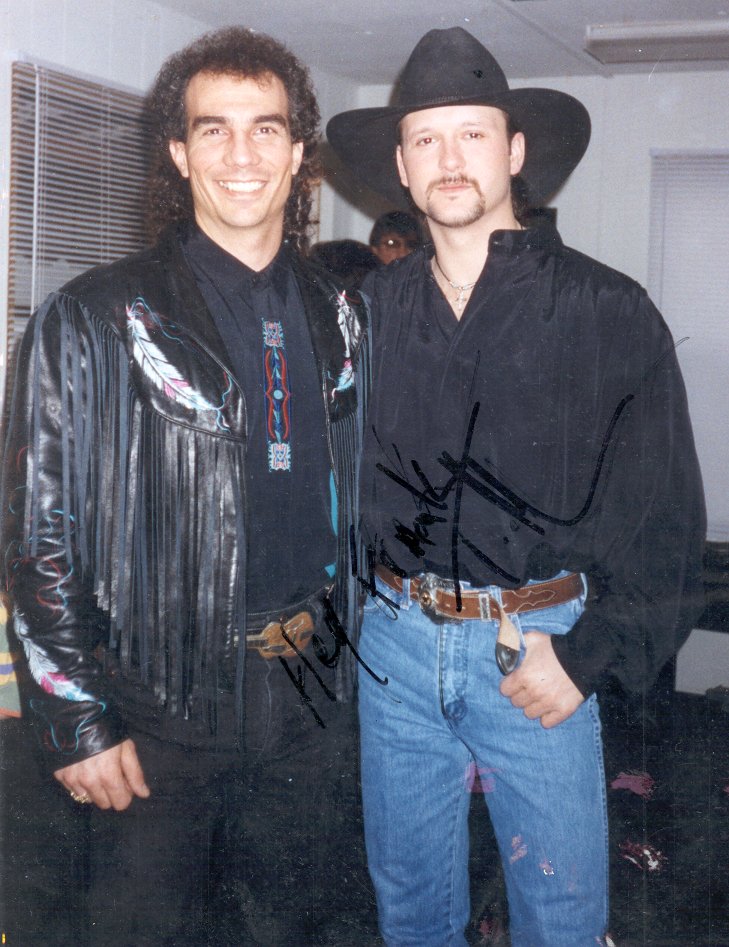 Franco with his friend Tim McGraw in Nashville TV Studios 94