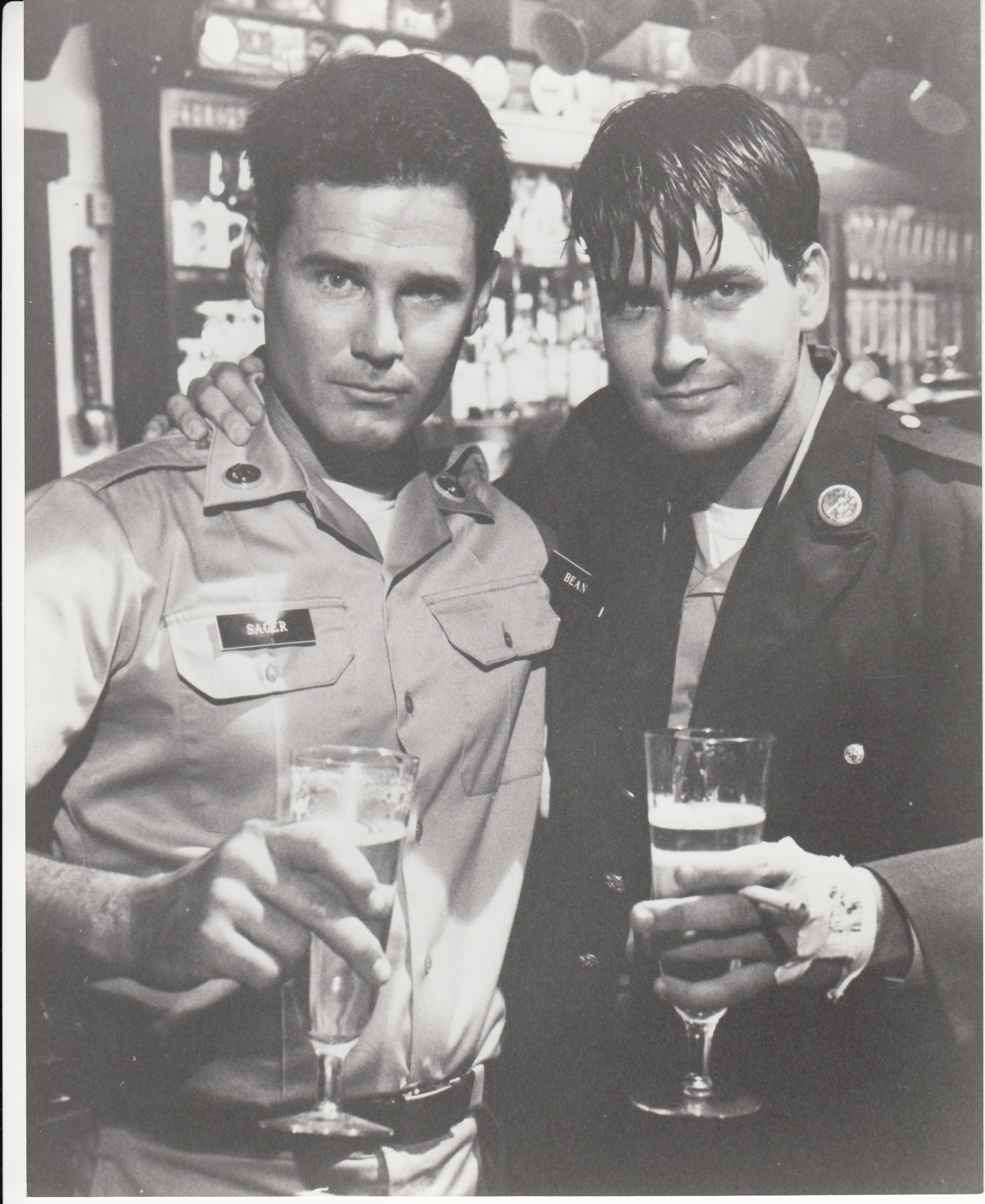 David M. O'Neill and Charlie Sheen in Kamloops Canada on the set of Cadence.
