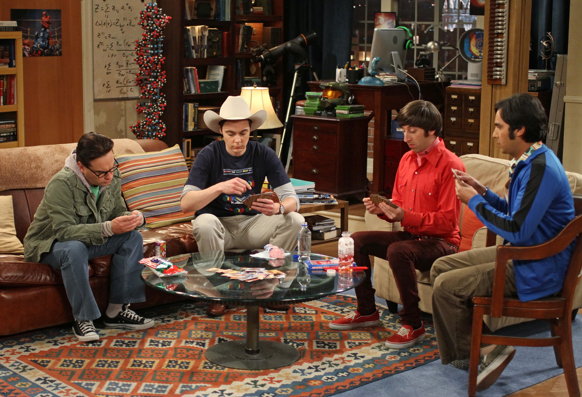 Still of Johnny Galecki, Simon Helberg, Jim Parsons and Kunal Nayyar in Didziojo sprogimo teorija (2007)