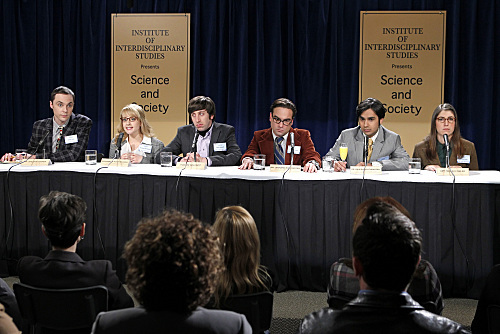 Still of Mayim Bialik, Johnny Galecki, Simon Helberg, Jim Parsons, Melissa Rauch and Kunal Nayyar in Didziojo sprogimo teorija (2007)