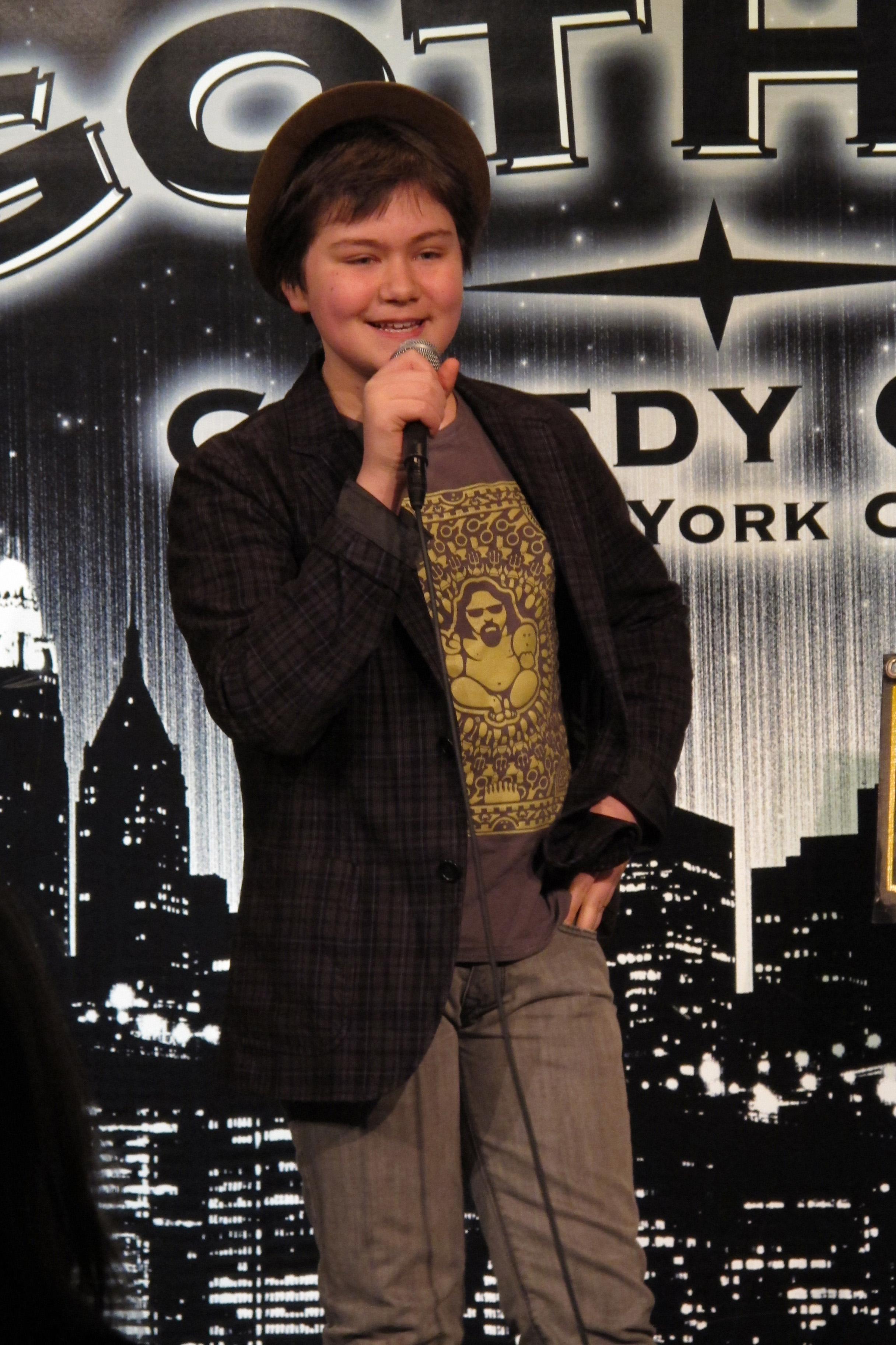 Conor performing his stand up routine at Gotham Comedy Club