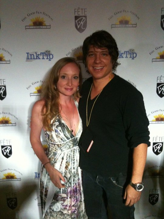 Kenny Luper and Julianna David on the red carpet for Feel Good Film Festival. Eagles in the Chicken Coop Premiere.