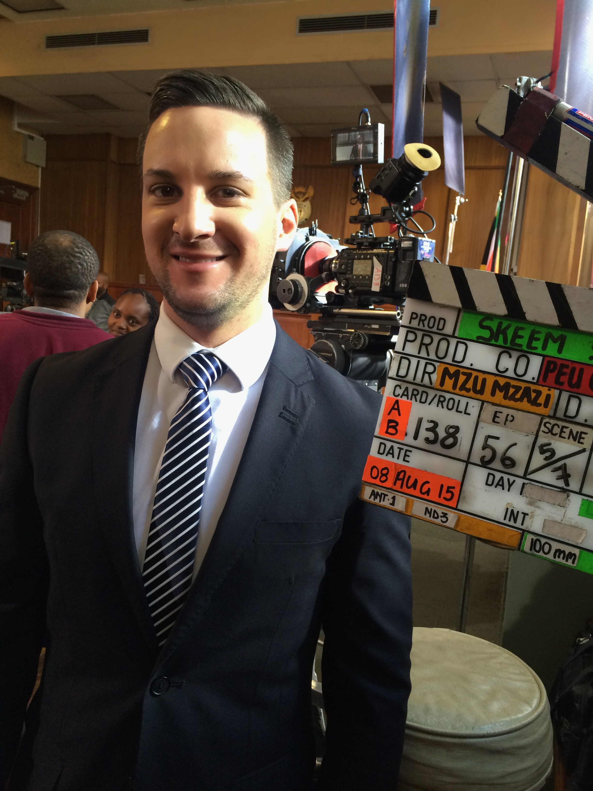 Traverse Le Goff on the set of Skeem Saam.