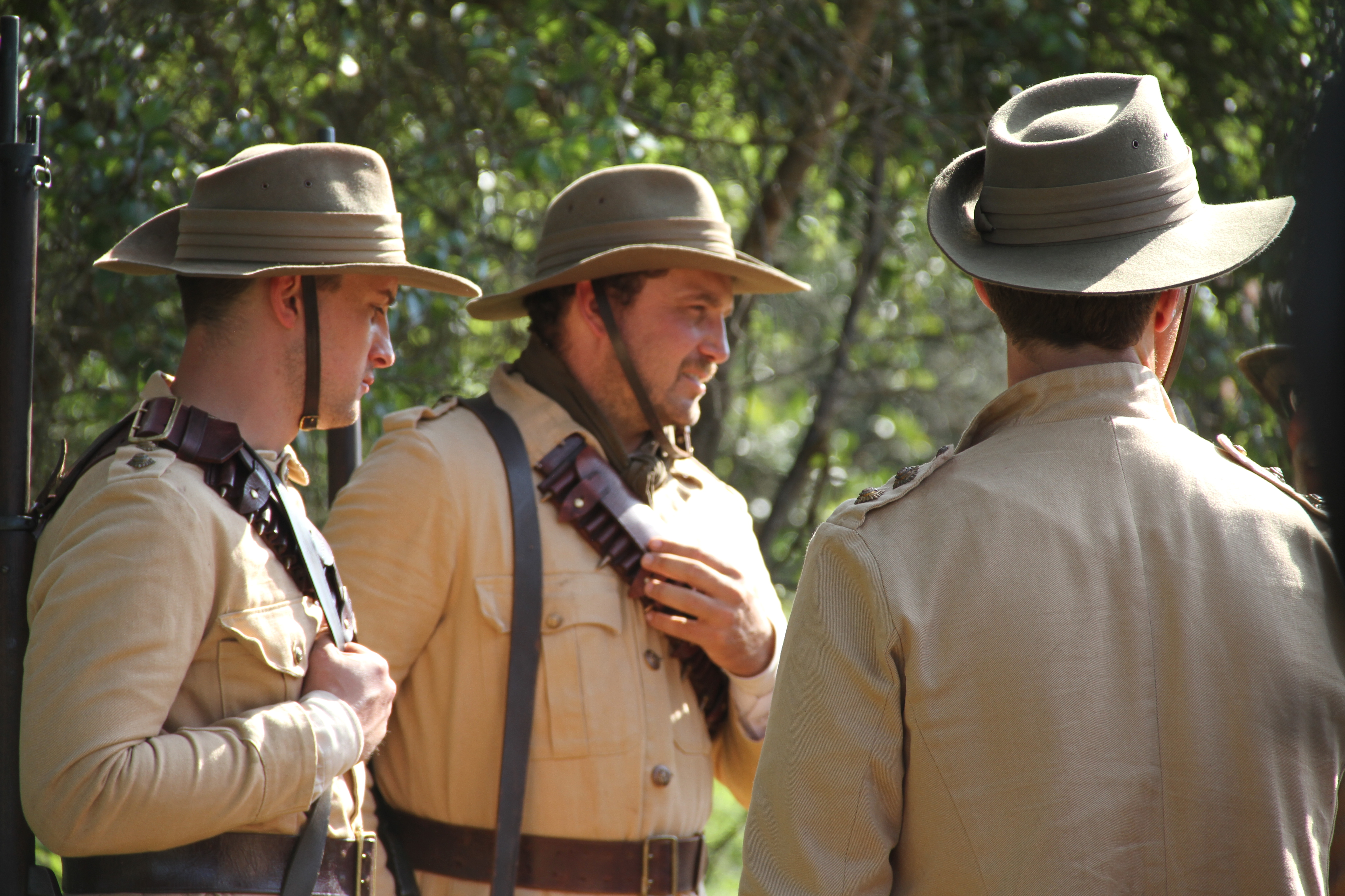 Traverse Le Goff, Aidan Lithgow and Benedict Wall on the set of Breaker Morant - The Retrial.