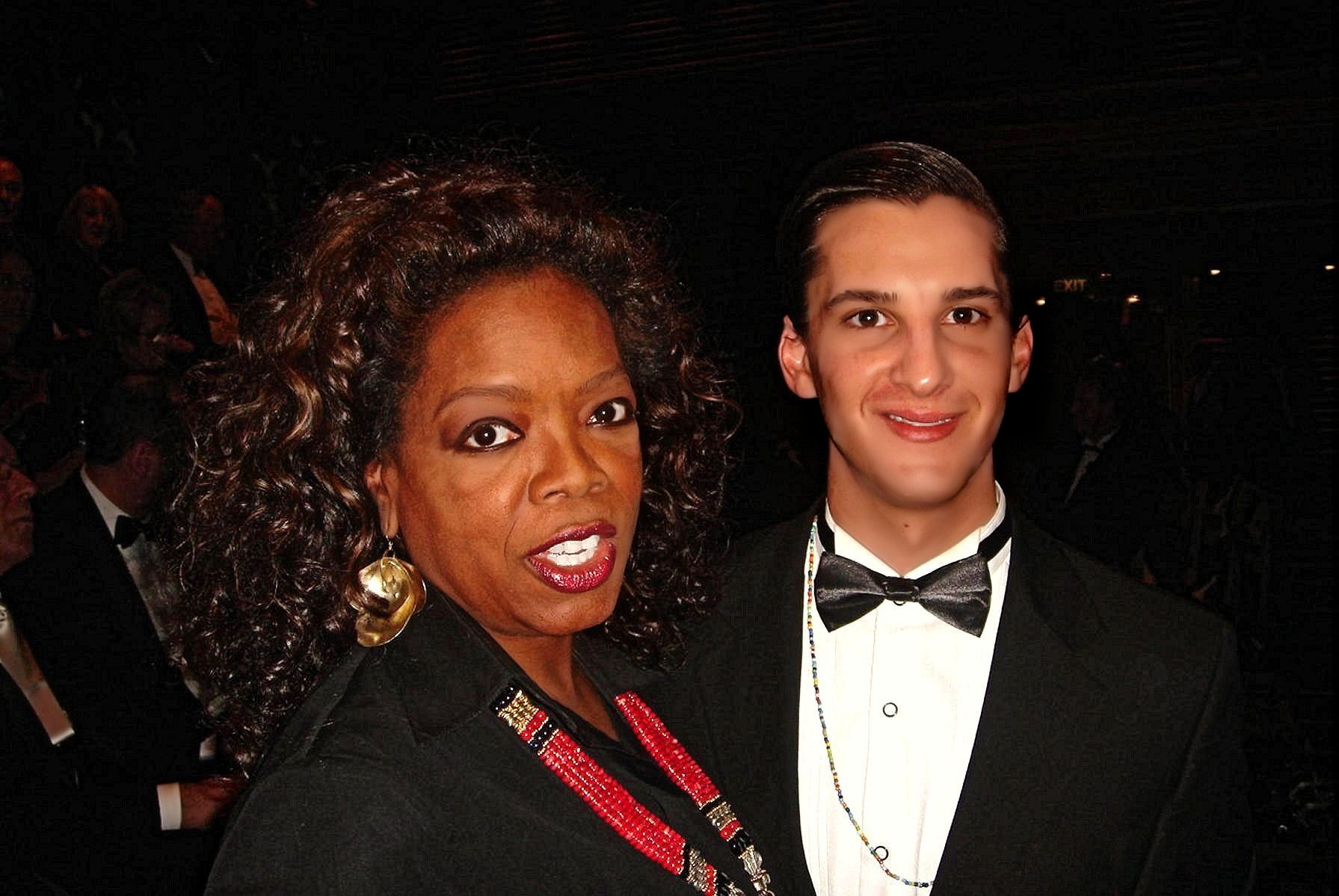 Oprah Winfrey and Traverse Le Goff at the South African Premiere of The Lion King.