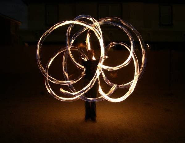 Joanna Ke performing poi (fire spinning)