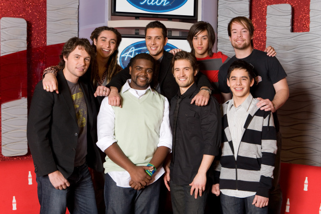 Still of David Hernandez, Chikezie Uwazie, David Cook, Robbie Carrico, Luke Menard, Danny Noriega, David Archuleta, Michael Johns and Jason Castro in American Idol: The Search for a Superstar (2002)