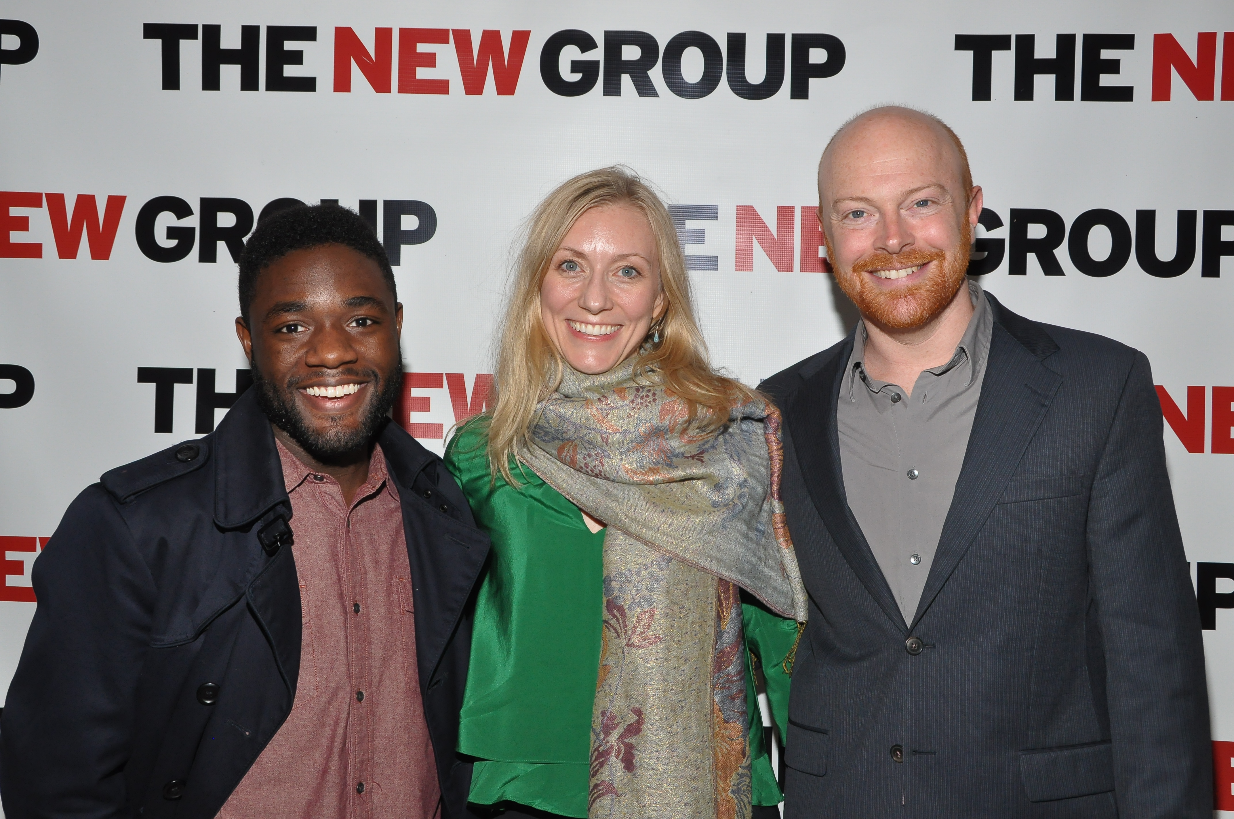 New Group alums Vladimir Versailles (Burning), Tina Benko (Marie and Bruce) and Jeff Biehl (Burning) show their love for the off-Broadway theater company THE NEW GROUP.
