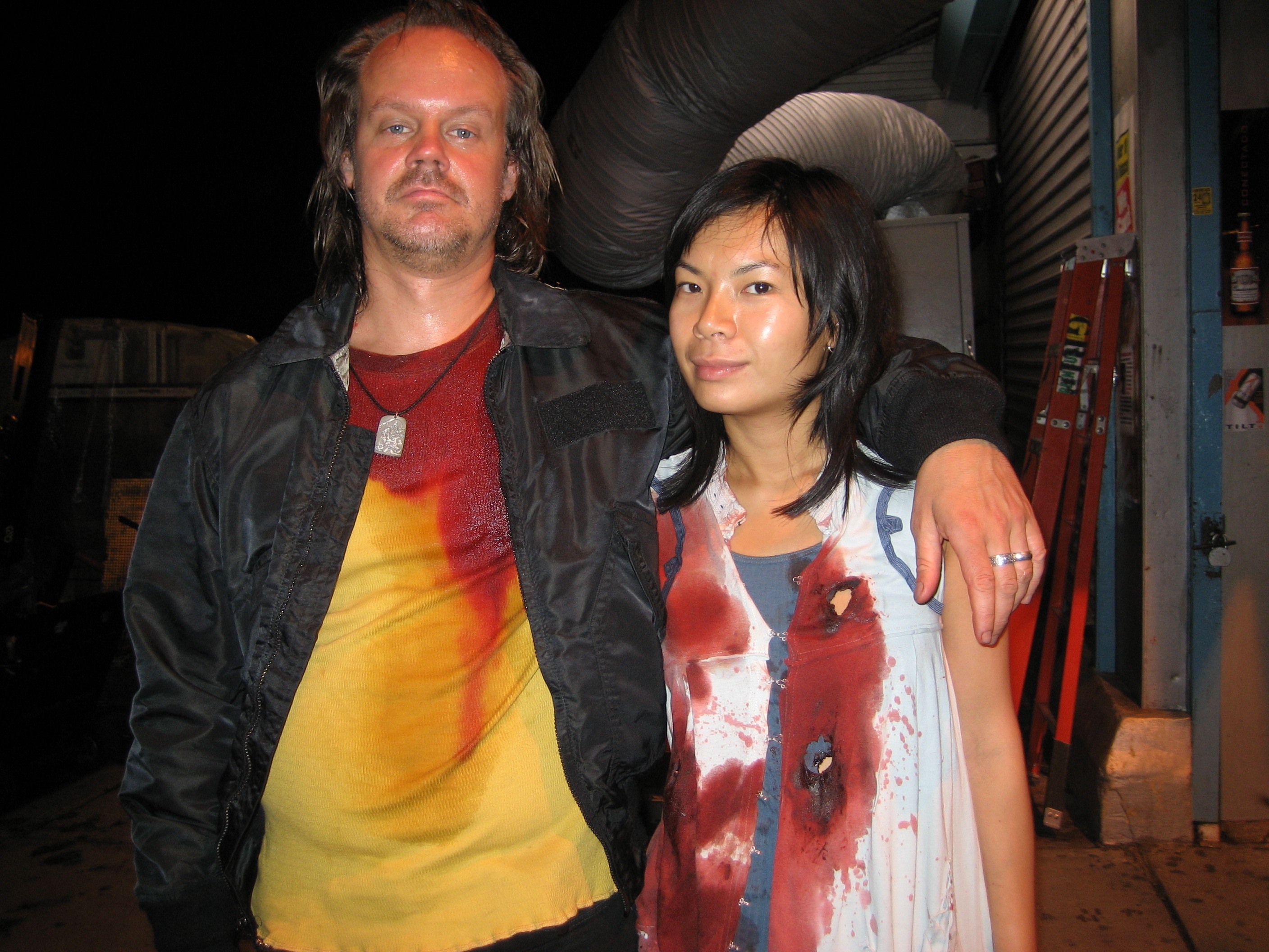 with Larry Fessenden on the set of The Brave One in East Harlem, NYC